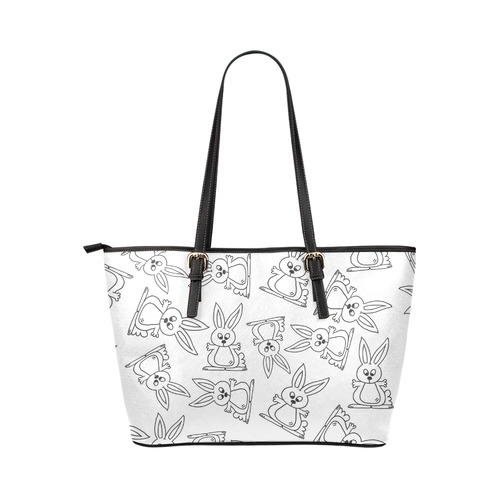 Bunny Pattern Leather Tote Bag/Large (Model 1651)