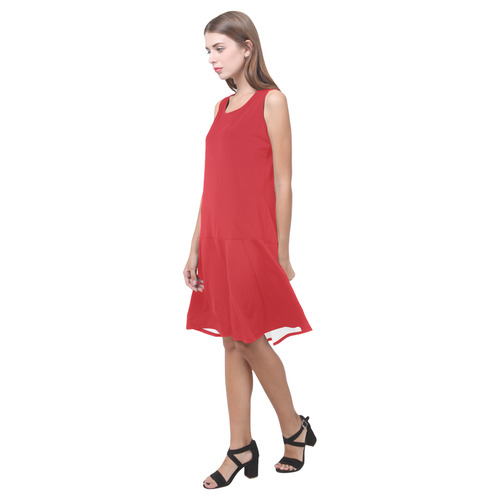 Flame Scarlet Sleeveless Splicing Shift Dress(Model D17)