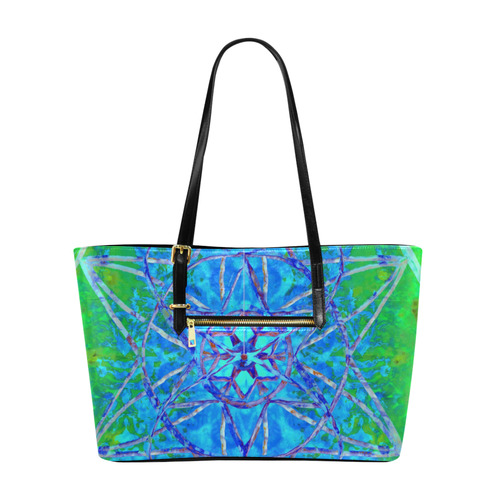 protection in nature colors-teal, blue and green Euramerican Tote Bag/Large (Model 1656)