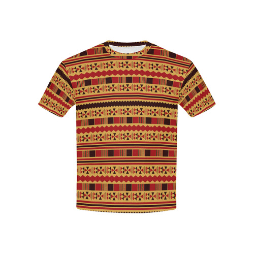 Yellow With Red Aztec Kids' All Over Print T-shirt (USA Size) (Model T40)