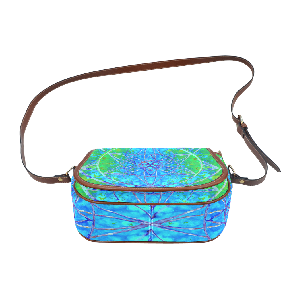 protection in nature colors-teal, blue and green Saddle Bag/Large (Model 1649)