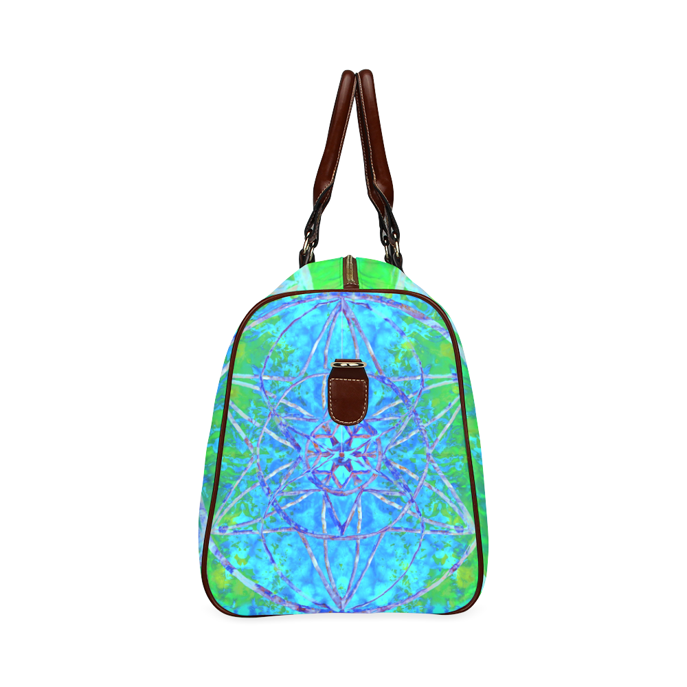 protection in nature colors-teal, blue and green Waterproof Travel Bag/Large (Model 1639)