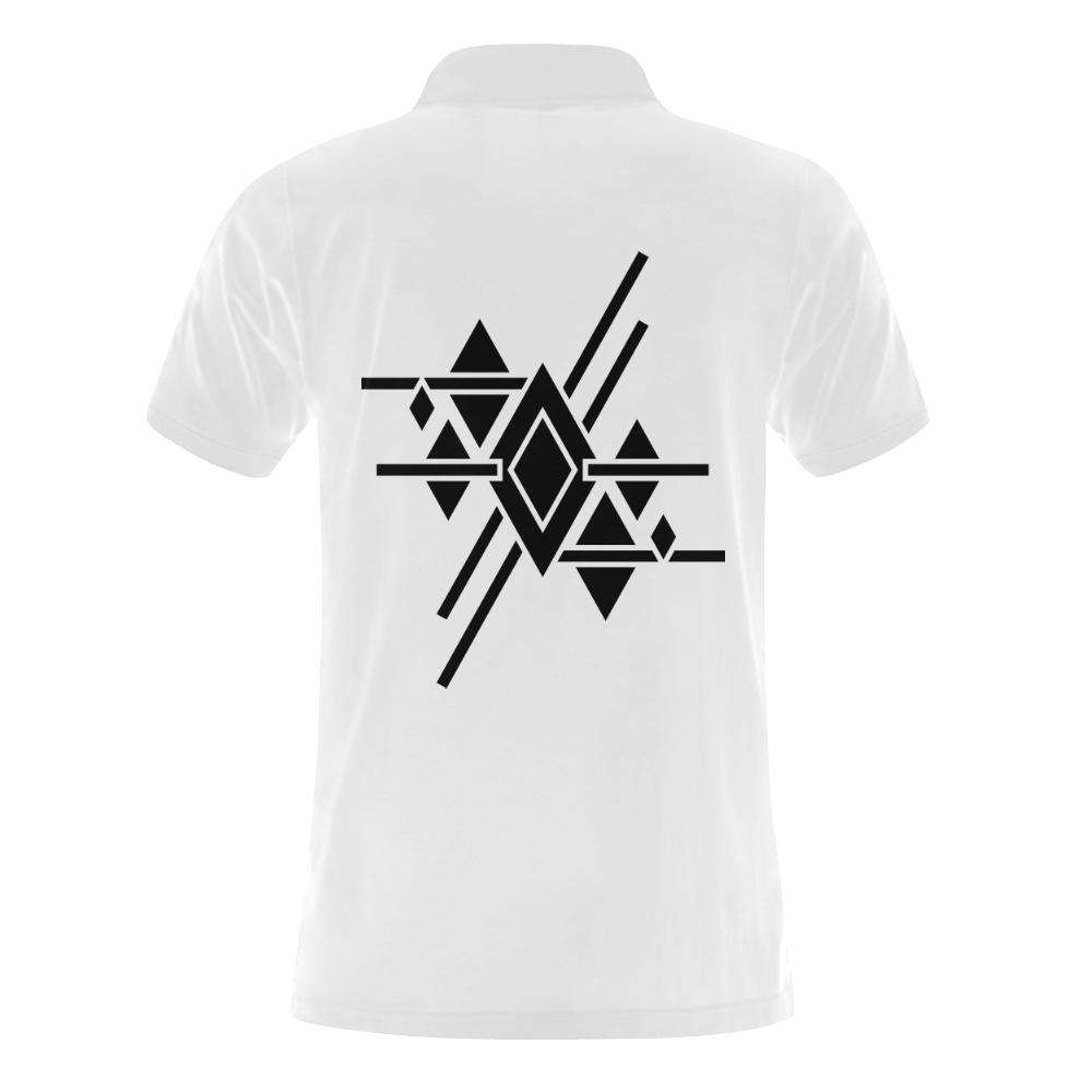 Black Geometric Art Stripes Triangles Rhombuses Men's Polo Shirt (Model T24)