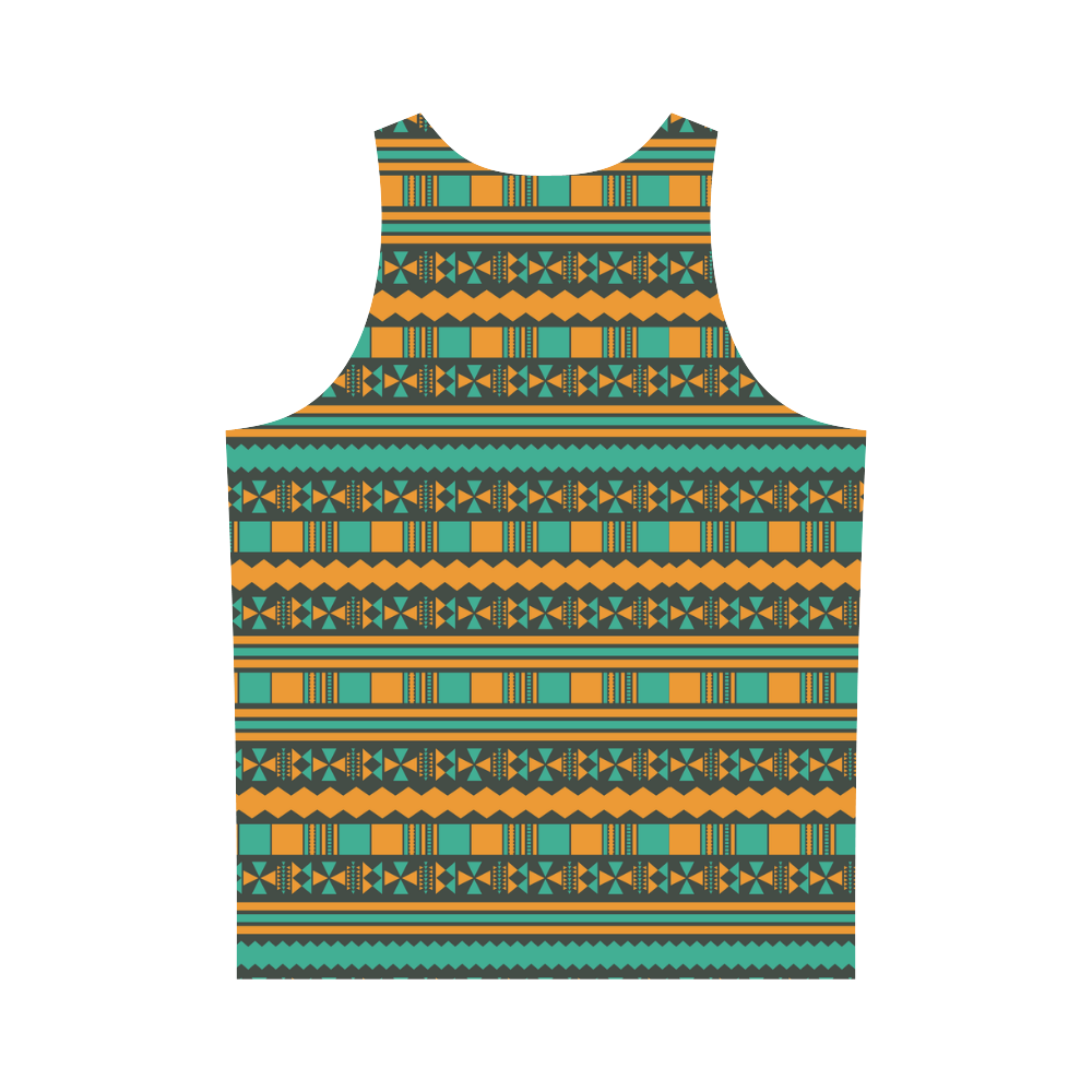 Green and Yellow Aztec Tribal All Over Print Tank Top for Men (Model T43)