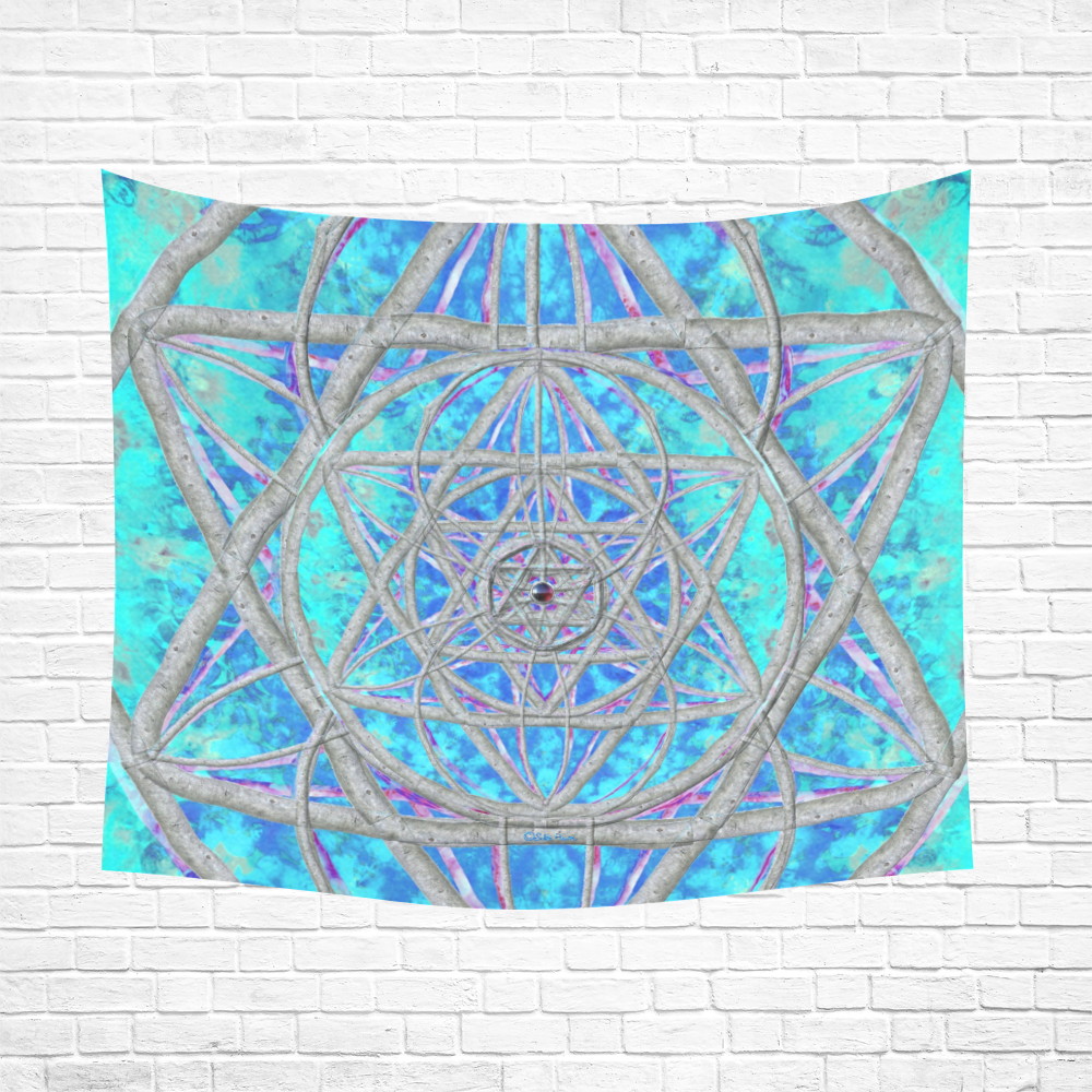 protection in blue harmony Cotton Linen Wall Tapestry 60"x 51"