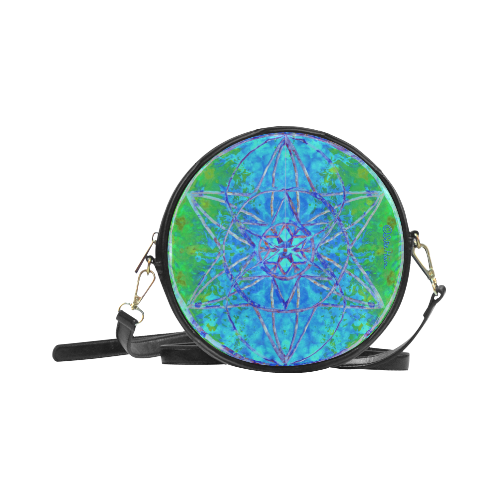 protection in nature colors-teal, blue and green Round Sling Bag (Model 1647)