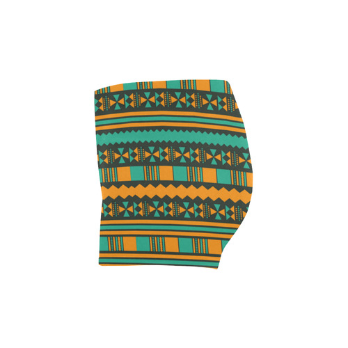 Green and Yellow Aztec Tribal Briseis Skinny Shorts (Model L04)