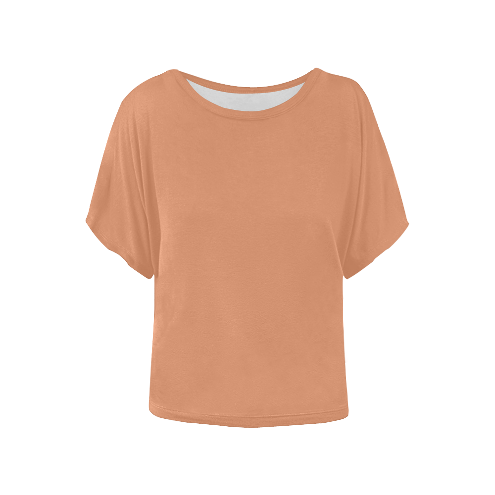 Copper Tan Women's Batwing-Sleeved Blouse T shirt (Model T44)