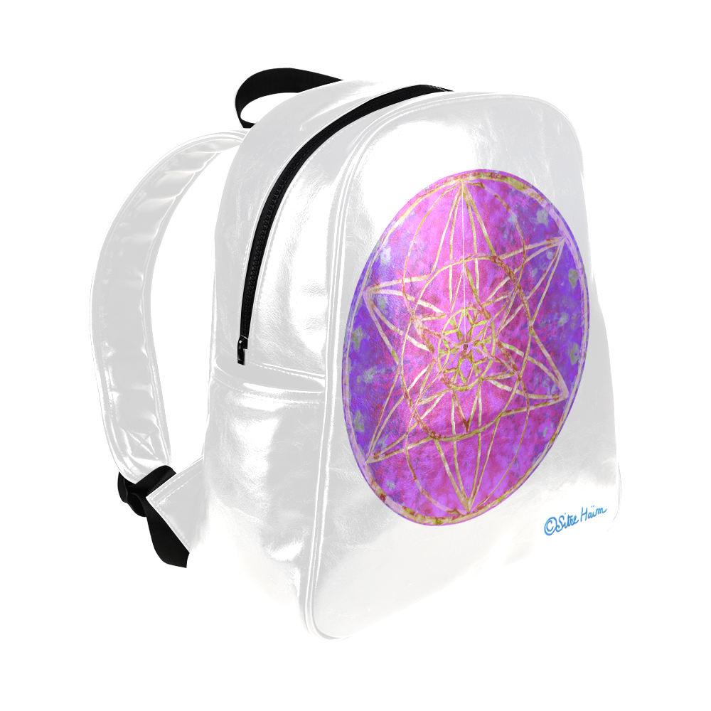 protection in purple colors Multi-Pockets Backpack (Model 1636)