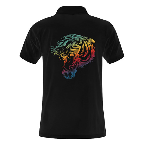 Roaring Tiger Tattoo colored Men's Polo Shirt (Model T24)