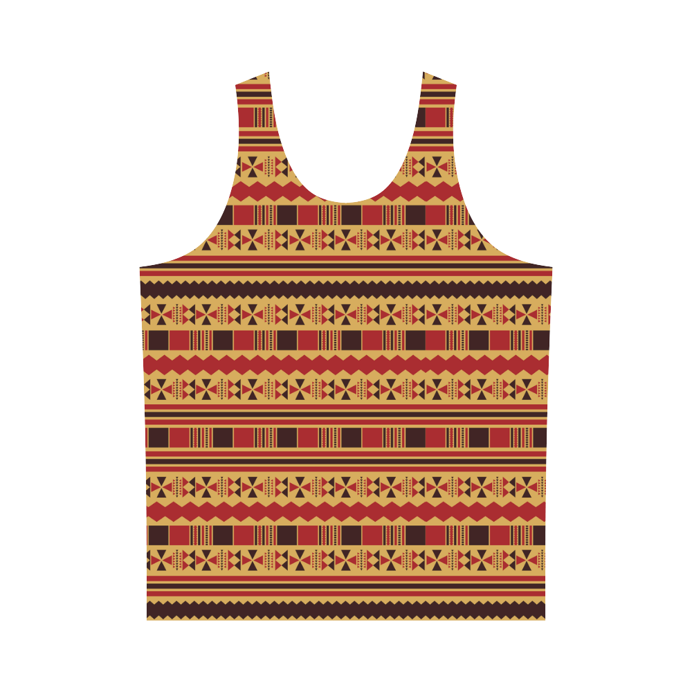 Yellow With Red Aztec All Over Print Tank Top for Men (Model T43)