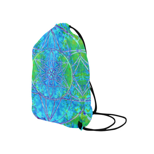 protection in nature colors-teal, blue and green Medium Drawstring Bag Model 1604 (Twin Sides) 13.8"(W) * 18.1"(H)