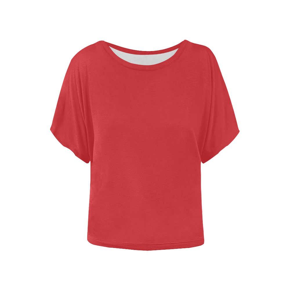 Flame Scarlet Women's Batwing-Sleeved Blouse T shirt (Model T44)