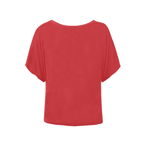Flame Scarlet Women's Batwing-Sleeved Blouse T shirt (Model T44)