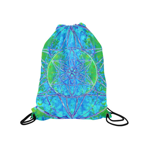 protection in nature colors-teal, blue and green Medium Drawstring Bag Model 1604 (Twin Sides) 13.8"(W) * 18.1"(H)