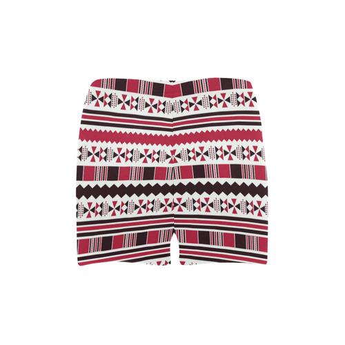 Red Aztec Tribal Briseis Skinny Shorts (Model L04)