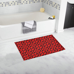 Red Black Heart Lattice Bath Rug 16''x 28''
