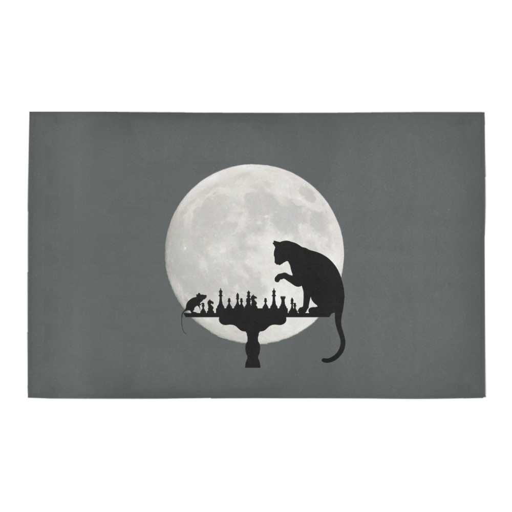 Cat Mouse Chess Black Bath Rug 20''x 32''