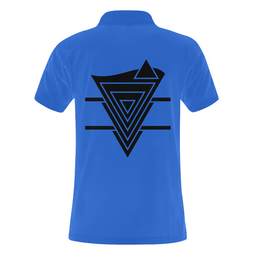 Black Geometric Art Stripes Triangles Men's Polo Shirt (Model T24)