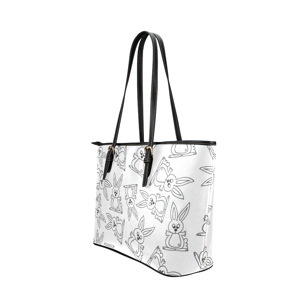 Bunny Pattern Leather Tote Bag/Large (Model 1651)