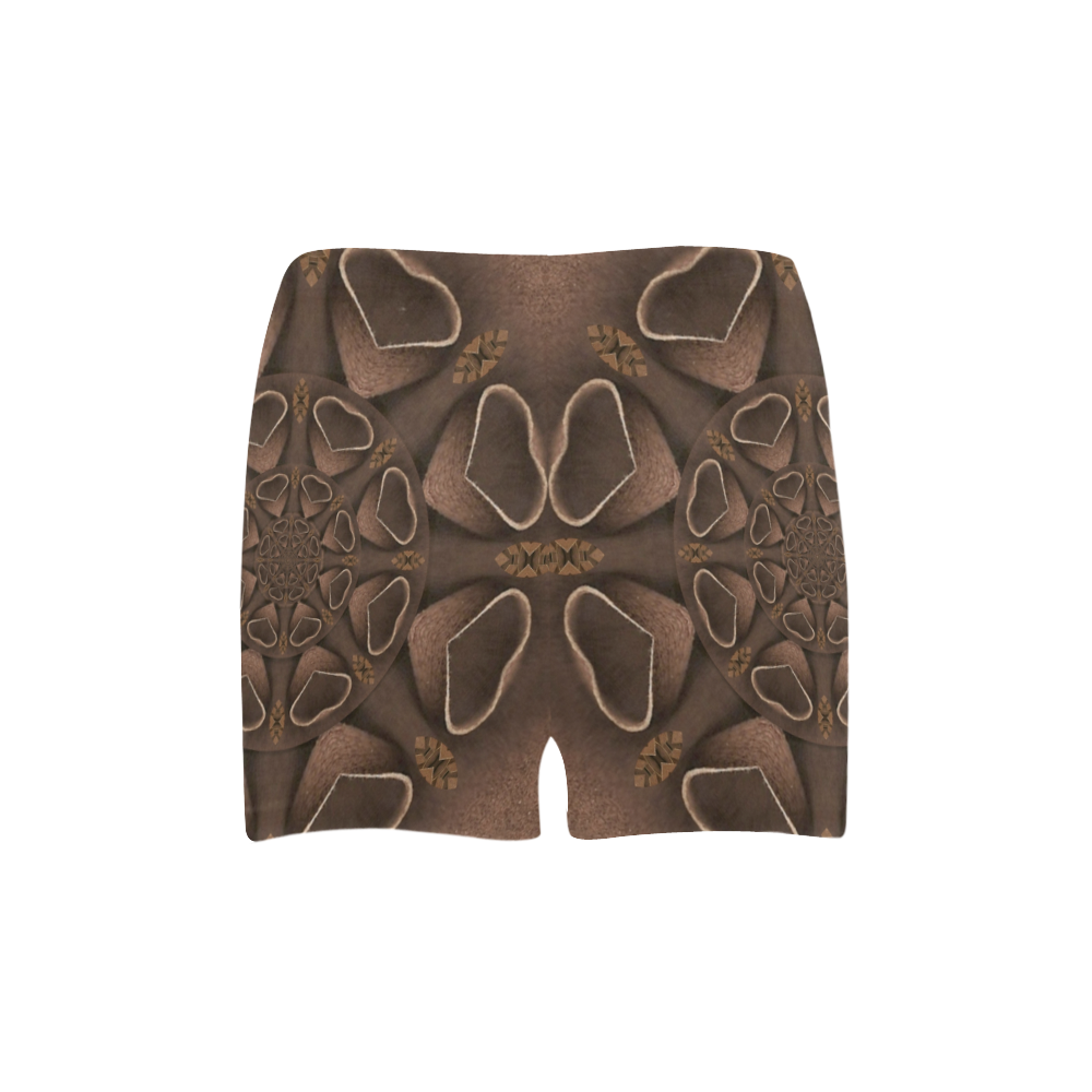 leather fantasy flower in mandala style Briseis Skinny Shorts (Model L04)