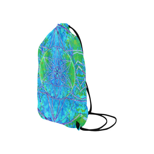 protection in nature colors-teal, blue and green Small Drawstring Bag Model 1604 (Twin Sides) 11"(W) * 17.7"(H)