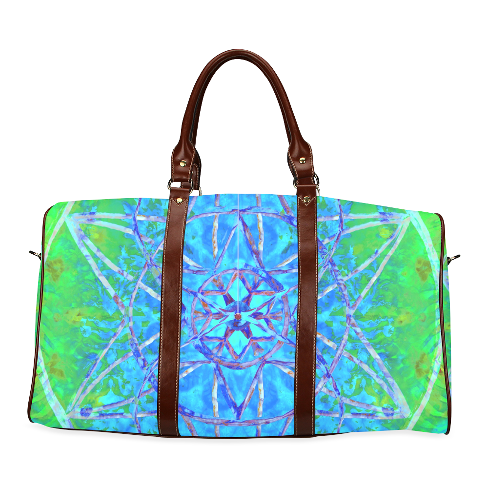 protection in nature colors-teal, blue and green Waterproof Travel Bag/Large (Model 1639)