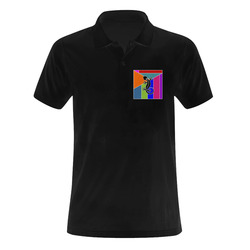 Modern Geometric Mosaic Contrast Gecko Men's Polo Shirt (Model T24)