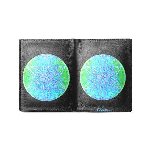 protection in nature colors-teal, blue and green Men's Leather Wallet (Model 1612)
