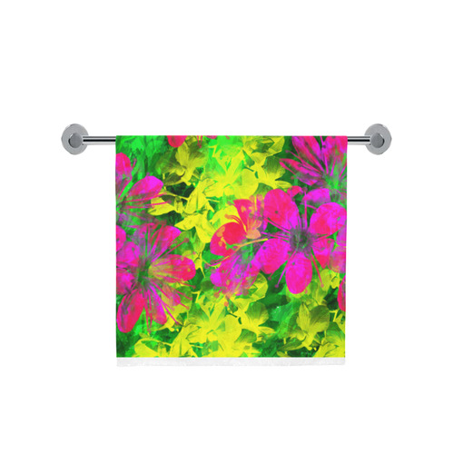 Flowers chaos in green, yellow and pinks Bath Towel 30"x56"