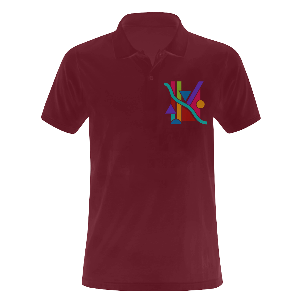 Colored Geometric Art Stripes Triangles Dots Men's Polo Shirt (Model T24)
