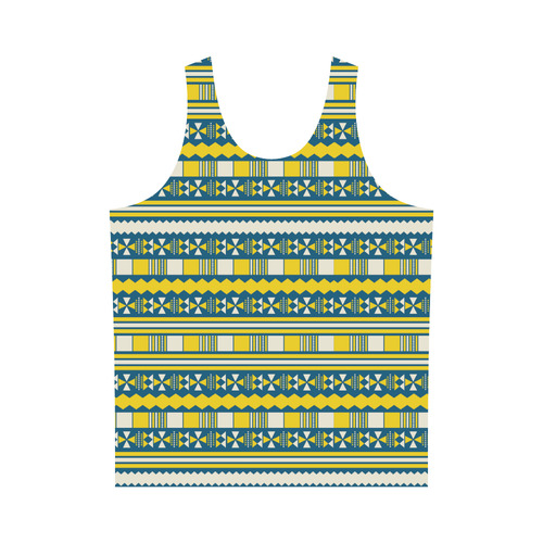Blue With Yellow Aztec All Over Print Tank Top for Men (Model T43)