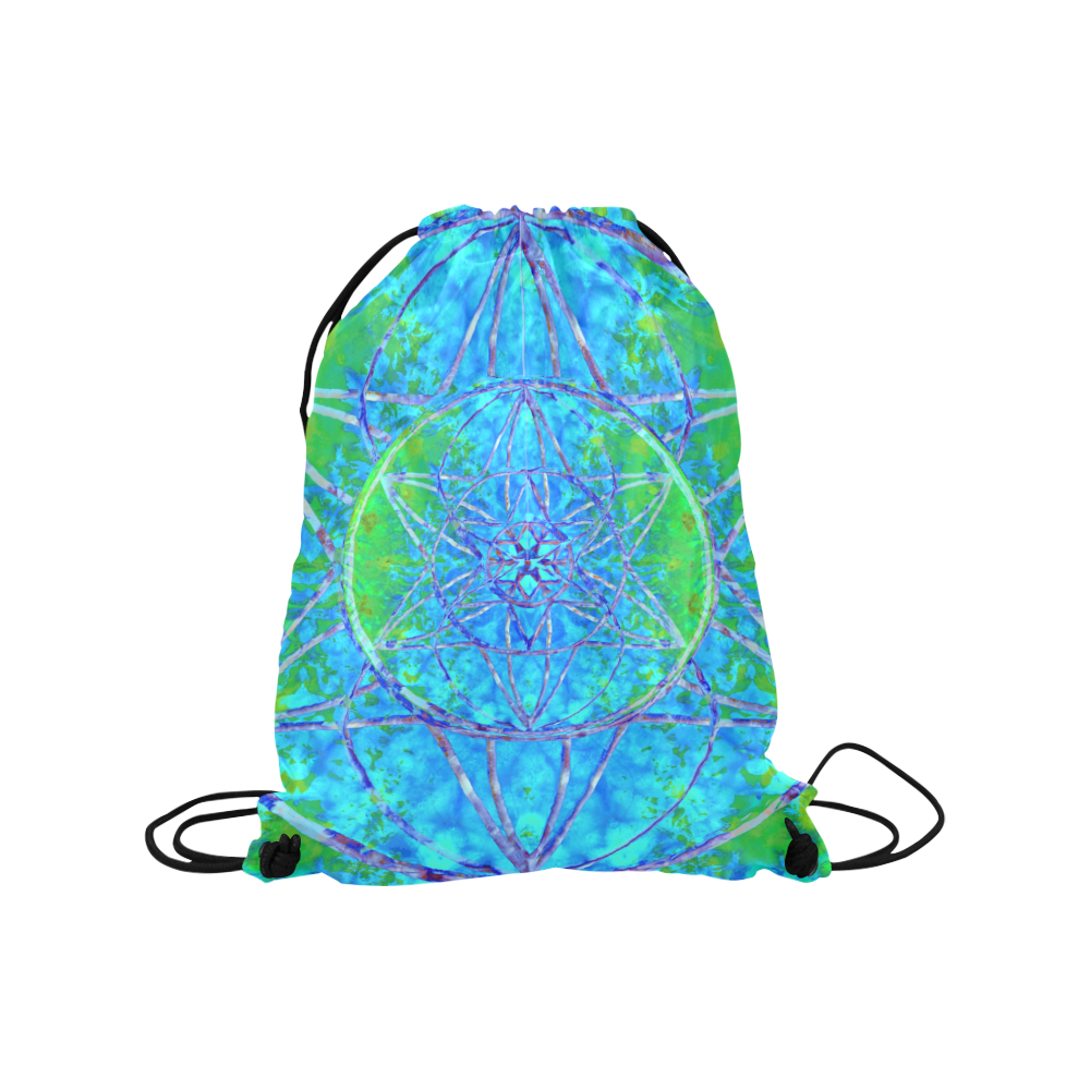 protection in nature colors-teal, blue and green Medium Drawstring Bag Model 1604 (Twin Sides) 13.8"(W) * 18.1"(H)