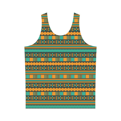 Green and Yellow Aztec Tribal All Over Print Tank Top for Men (Model T43)