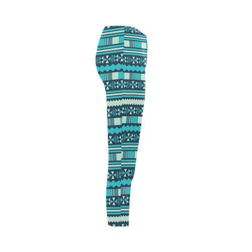 Blue Aztec Tribal Capri Legging (Model L02)