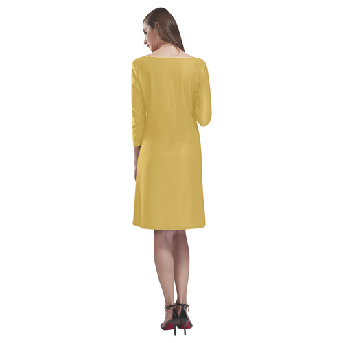 Spicy Mustard Rhea Loose Round Neck Dress(Model D22)