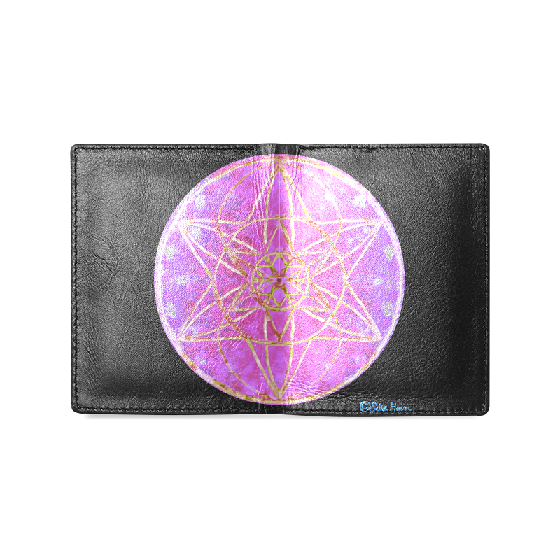 protection in purple colors Men's Leather Wallet (Model 1612)