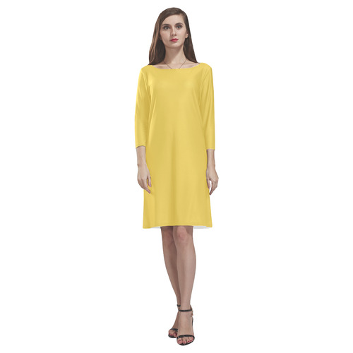 Primrose Yellow Rhea Loose Round Neck Dress(Model D22)