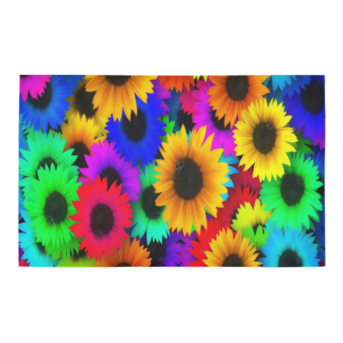 Neon Rainbow Pop Sunflowers Bath Rug 20''x 32''