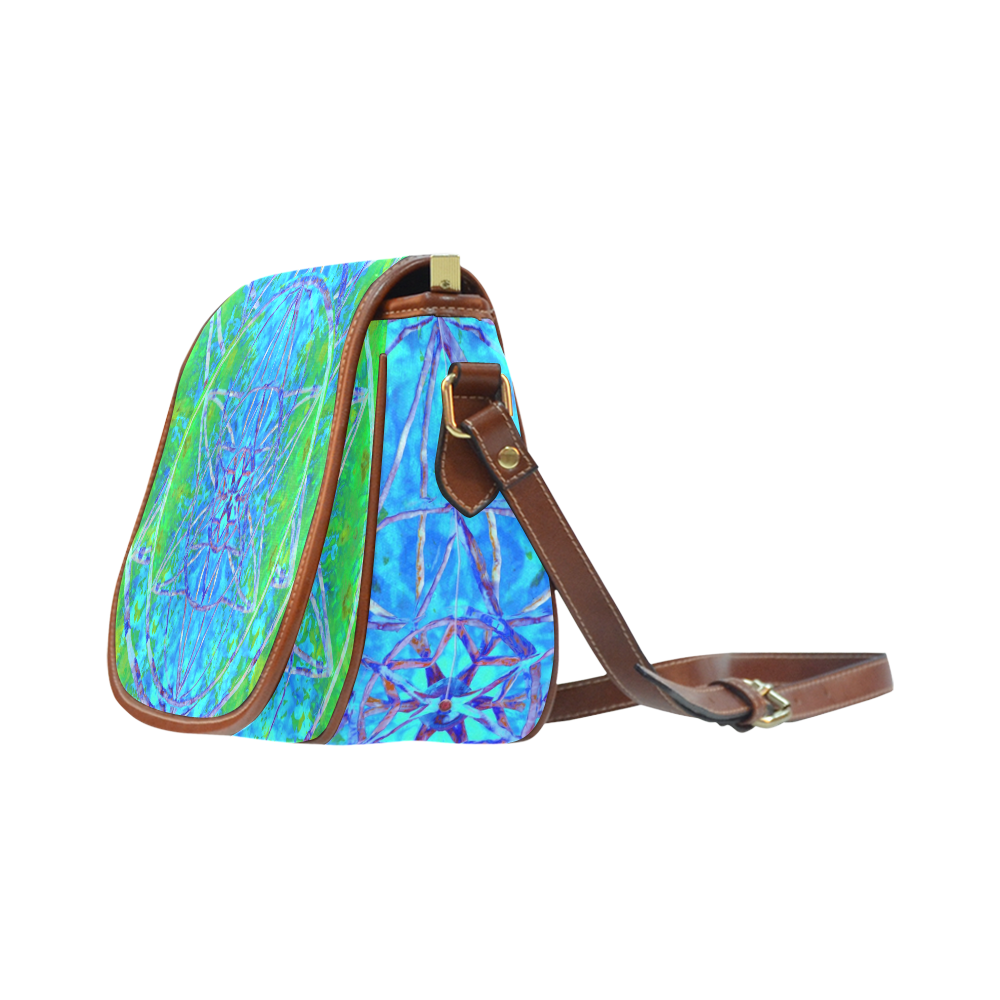 protection in nature colors-teal, blue and green Saddle Bag/Large (Model 1649)