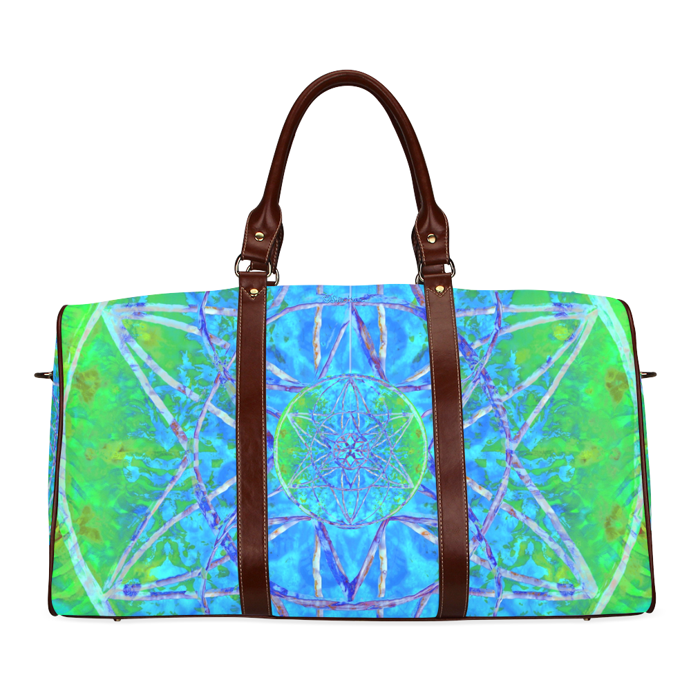 protection in nature colors-teal, blue and green Waterproof Travel Bag/Large (Model 1639)