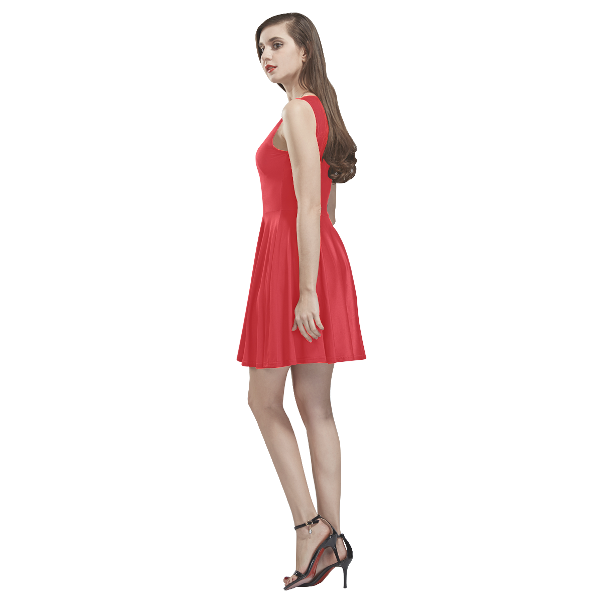 Flame Scarlet Thea Sleeveless Skater Dress(Model D19)