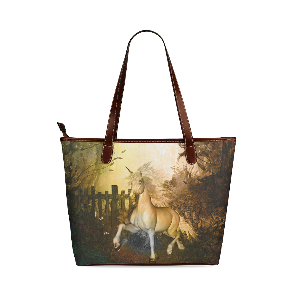 White unicorn in the night Shoulder Tote Bag (Model 1646)