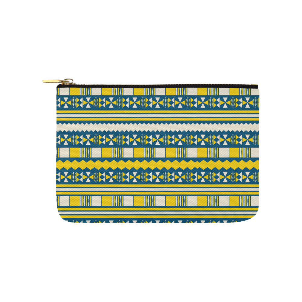 Blue With Yellow Aztec Carry-All Pouch 9.5''x6''