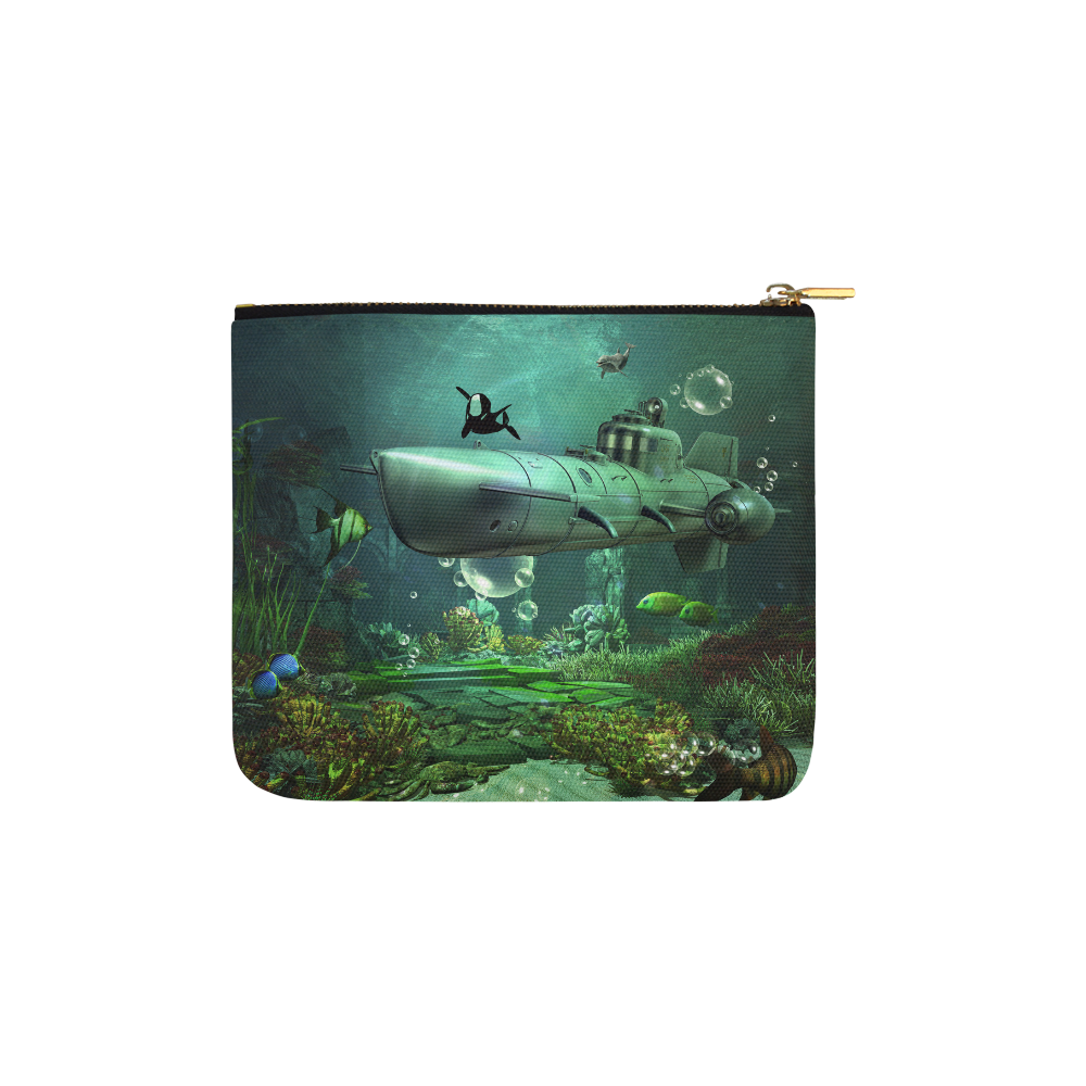 Awesome submarine with orca Carry-All Pouch 6''x5''