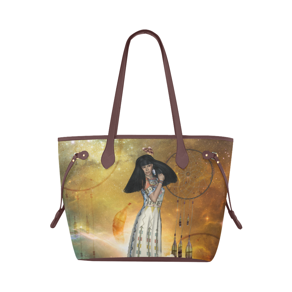 Wonderful indian with dreamcatcher Clover Canvas Tote Bag (Model 1661)