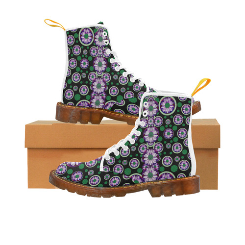 fantasy flower forest  in peacock jungle wood Martin Boots For Women Model 1203H