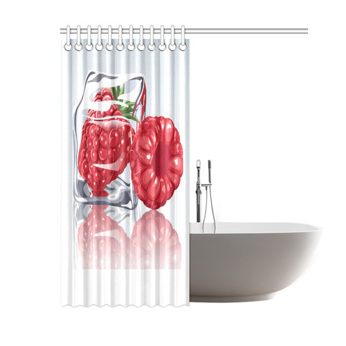 Ice Cube Raspberry Cool Summer Fruit Shower Curtain 60"x72"
