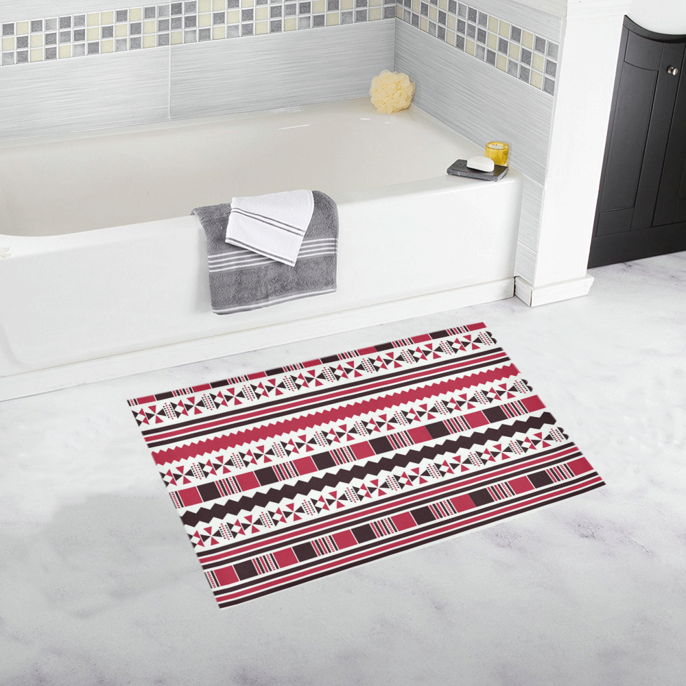 Red Aztec Tribal Bath Rug 20''x 32''