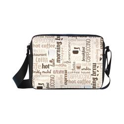 Cream, Beige, Chocolate, Coffee, Cappuccino, Latte, Words Pattern. Classic Cross-body Nylon Bags (Model 1632)